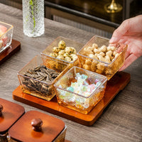 Hammered Glass Fruit Tray with Compartments, Japanese Style