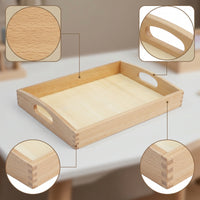 Wooden Tray with Handles Beechwood Container Smooth for Toddlers