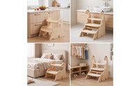 Dinosaur Step Stool Easy to Assemble Wooden Climbing Stool Snagless Furniture for Kids, Children, Lavatory, Kitchen, Bedroom