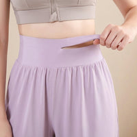 Ladies Trousers for Women UK with High Waist Control, Wide Leg Design with Tapered Ankles, Quick Dry Material for Gym and Running