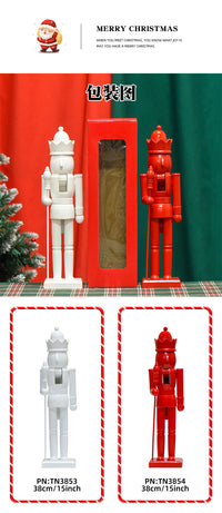 38cm Minimalist Solid Wood King Nutcracker Christmas Decoration