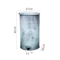Farmhouse Retro Style Pedal Trash Can Vintage Trash Can Blue-Gray