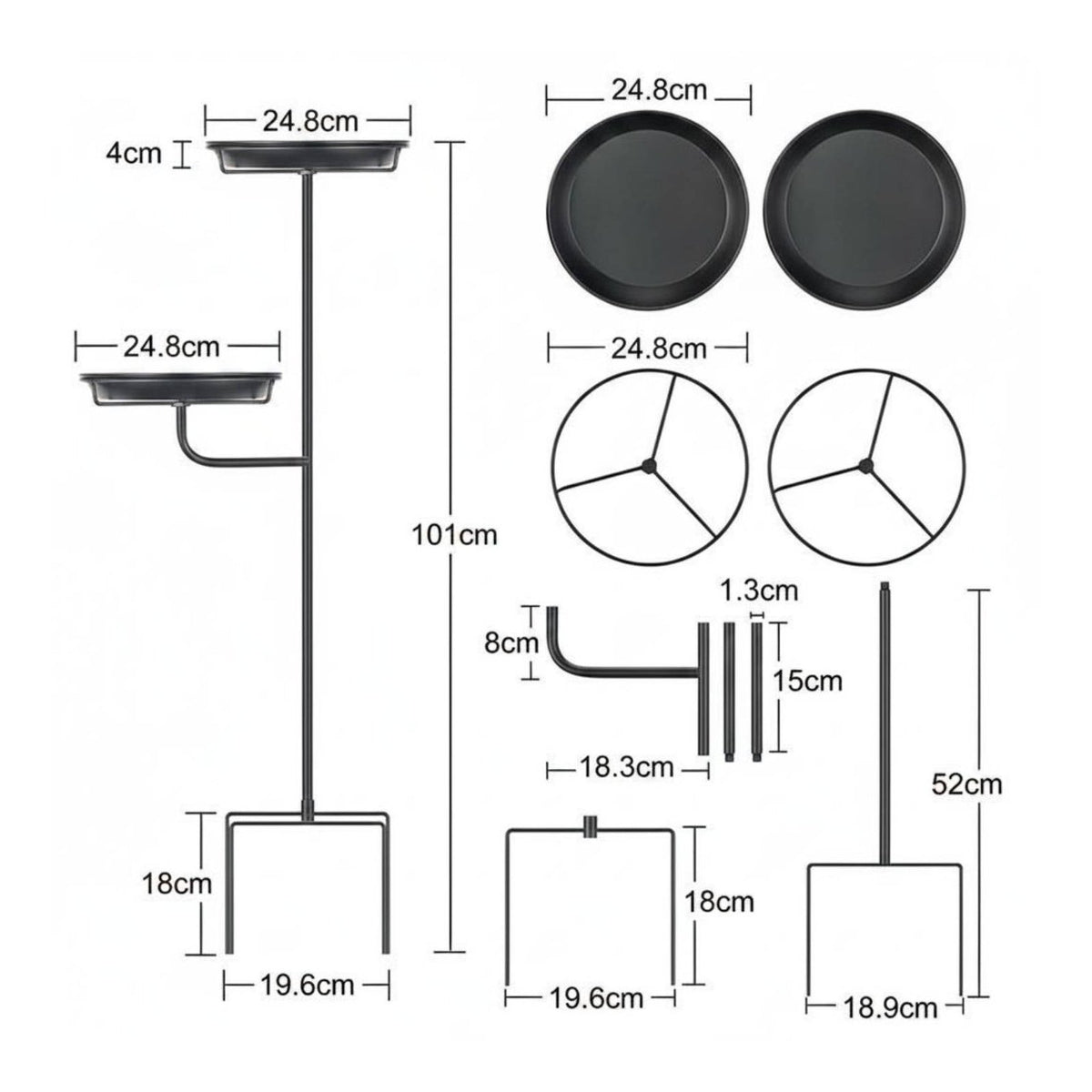 Bird Bath Feeder Combo Stable Base Outdoor Bird Bath Station Easy to Assemble