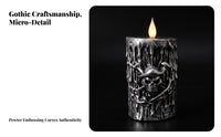 Flameless Death Head Candle | Antique Silver Finish, Candle with death head Motif, for Halloween