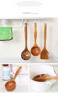 Long Handle Wooden Large Soup Spoon Big Wood Water Ladle Wine Spoon for Home Cooking Creative Japanese and Korean Wood Spoon Kitchen Wood Tableware
