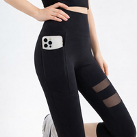 Leggings for Women UK High Waist with Pockets for Gym Workout, Nylon Compression Material, Plus Size Activewear