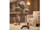 Height Adjustable Hooded Hair Steamer Wheeled Base Standing Hair Steamer Timer Switch Beauty Equipment Transparent Water Cup