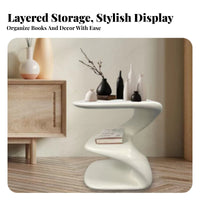 S-Shaped Tiered Stand Space-Saving End Table Sturdy Build for Apartment Dwellers