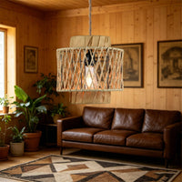 Handwoven Hanging Lamp Shade Light Luxury Design Woven Lampshade Natural Texture