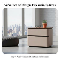 Two-Drawer Night Cabinet Sturdy Structure Bedside Table Wear-Resistant Finish