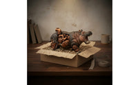Mechanical Rhino Figurine Resin Steampunk Rhino Statue 3D Carved Texture Home Decor for Men, Desktop, Office, Bar