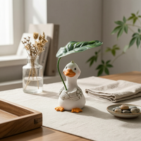 Foliage Umbrella Duck Ornament Orange Beak and Feet Duck Garden Ornament Small