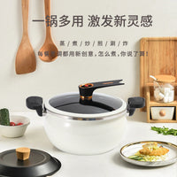 Korean Style Micro-Pressure Pot, Home Non-Stick Soup Pot, Large Capacity, Gas and Electric Universal, Double Handles, Enamel Material