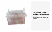 Foldable textile container with Lid Decorative Organizer Box double accessible-toping Zippers