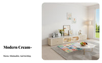 Cream Television Stand Console Easy to Clean Contemporary Television Cabinet Sturdy Modern Minimalist Coffee Table for Small Apartment Owners