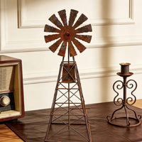 Windmills Statue Metal Farmhouse Windmills Decor Desktop Garden Statue