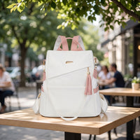 Backpack with Tassel Adjustable Backpack with Side Pockets Rucksack for Commuters, Students