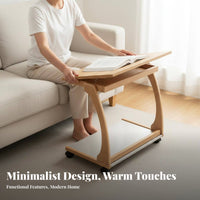 C-Shaped Rolling Table with Storage Space-Saving Household Furniture for Adults