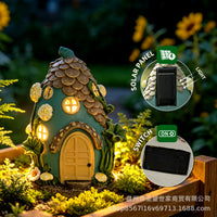 创意氛围庭院青藤小树屋造型树脂工艺品花园太阳能摆件家居布置