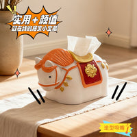 New Chinese Style Tissue Box with Horse and Money Design for Living Room