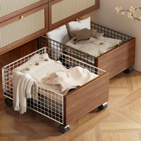 Large Clothes Sorter Space Saving Rolling Laundry Wheeled Hamper Metal Wire