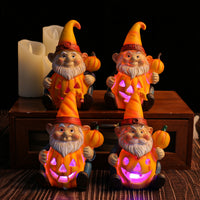 Halloween Pumpkin Gnome Light-Up Resin Ornament