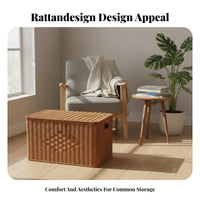Woven Box with Lid Natural Aesthetic Lidded Woven Bin Stackable Design