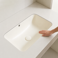 Recessed Washbasin For Hotels & Commercial Spaces Cream Ceramic Washbasin Classic Design