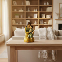 Parent and Child Statue Abstract Design Mother and Child Statue Hand-Painted Look Table Ornament