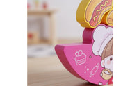 Wooden Food Stacking Toy Promotes Brain Development Wooden Building Toy Smooth Rounded Edges Culinary Stacking Game for Young Children, Preschoolers