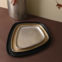 印度进口铝制银色不规则浅边水果盘零食坚果收纳托盘茶盘摆件装饰