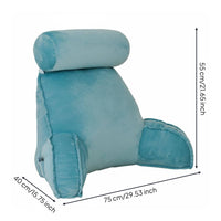 Supportive Armrests Bed Backrest with Arms and Neck Roll Soft Velvet Material Husband Pillow Removable Washable Cover Bedding Accessory Convenient Side Pocket for Gaming