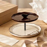 Ceramic Tiered Tray Beaded Post Ceramic Dessert Stand Multi-Purpose