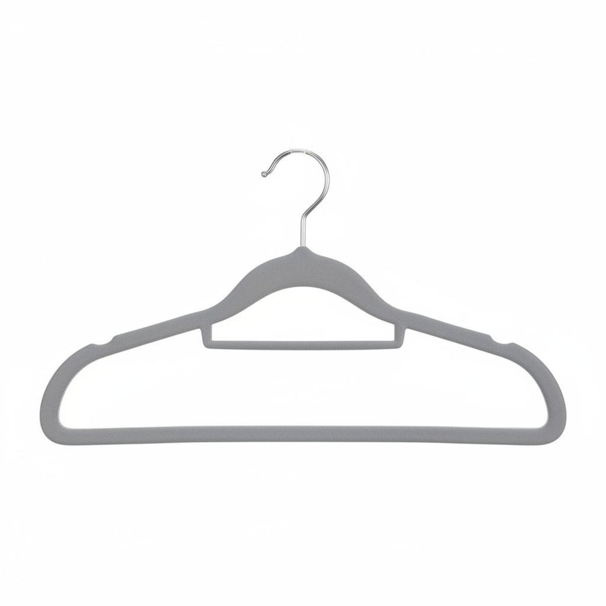 Flocked Hanger Contoured Shoulders Wardrobe Organizer Wide Support Frame