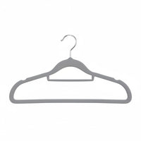 Flocked Hanger Contoured Shoulders Wardrobe Organizer Wide Support Frame