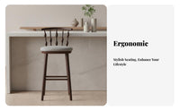 High Stool with Backrest Vintage Design Counter Chair Minimalist Design Integrated Footrest for Adults, Restaurant, Cafe