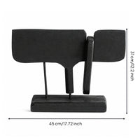 Abstract Wooden Sculpture Matte Black Shelf Decor Handmade for Living Room