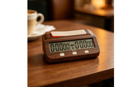 Wood-Grain Chess Clock with Paddles Battery-Operated Digital Chess Clock Portable Count down for Students