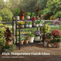Multitier Rolling plant Rack With casters Mobile Ladder Planter Shelf sturdy Easy to Assemble for Apartment Dwellers, Patio