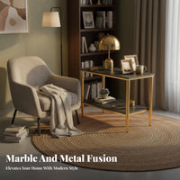 2-Tier End Table Sintered Stone Top levelTier Side Table Space-Saving Size Sturdy Construction for Apartment Dwellers