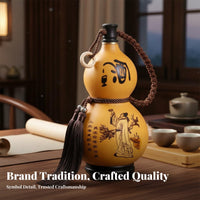 Chinese Hulu Gourd Bottle Multi-Functional Chinese Beverage Gourd Traditional Hu Lu Bottle Handmade Traditional Decorative