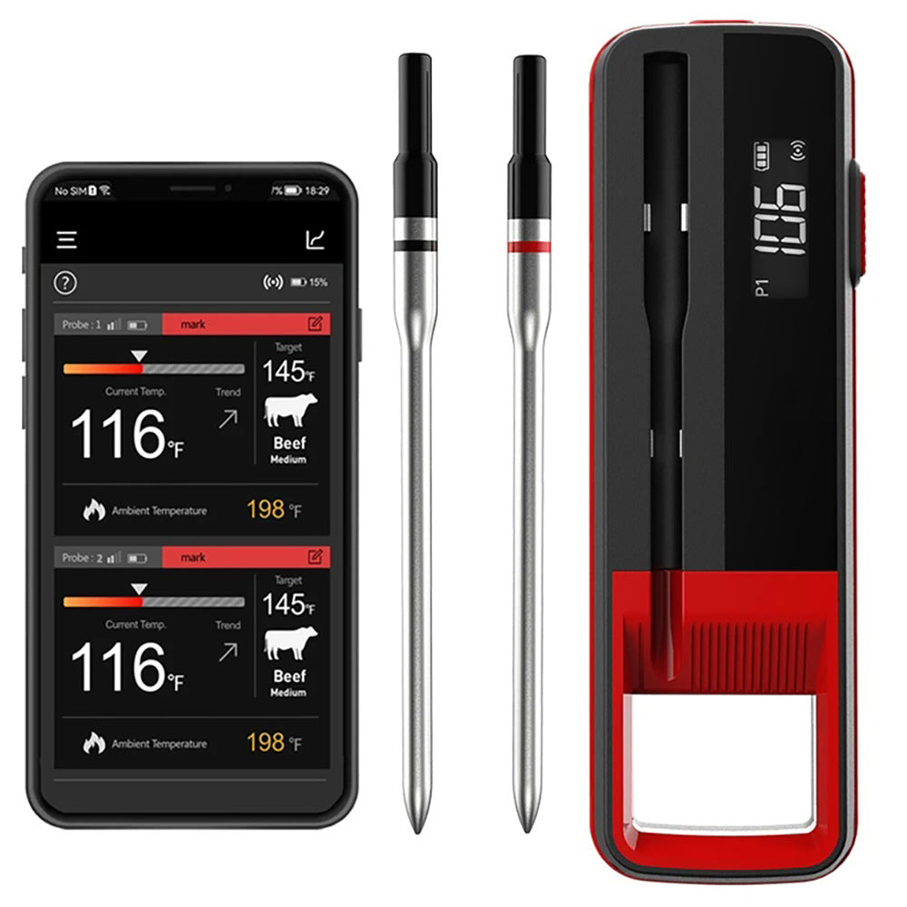 Wireless Bluetooth Smart Meat Probe with SUS304 and NTC Sensor, 100M Transmission, BBQ Thermometer