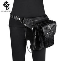 Steampunk Retro Waist Bag for Men, PU Leather, Crossbody