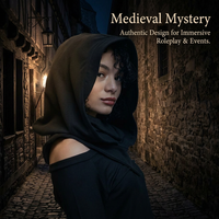 Hooded Face for Halloween Stage Performance, Fantasy Theme Hooded Cloak, Polyester - Image 4