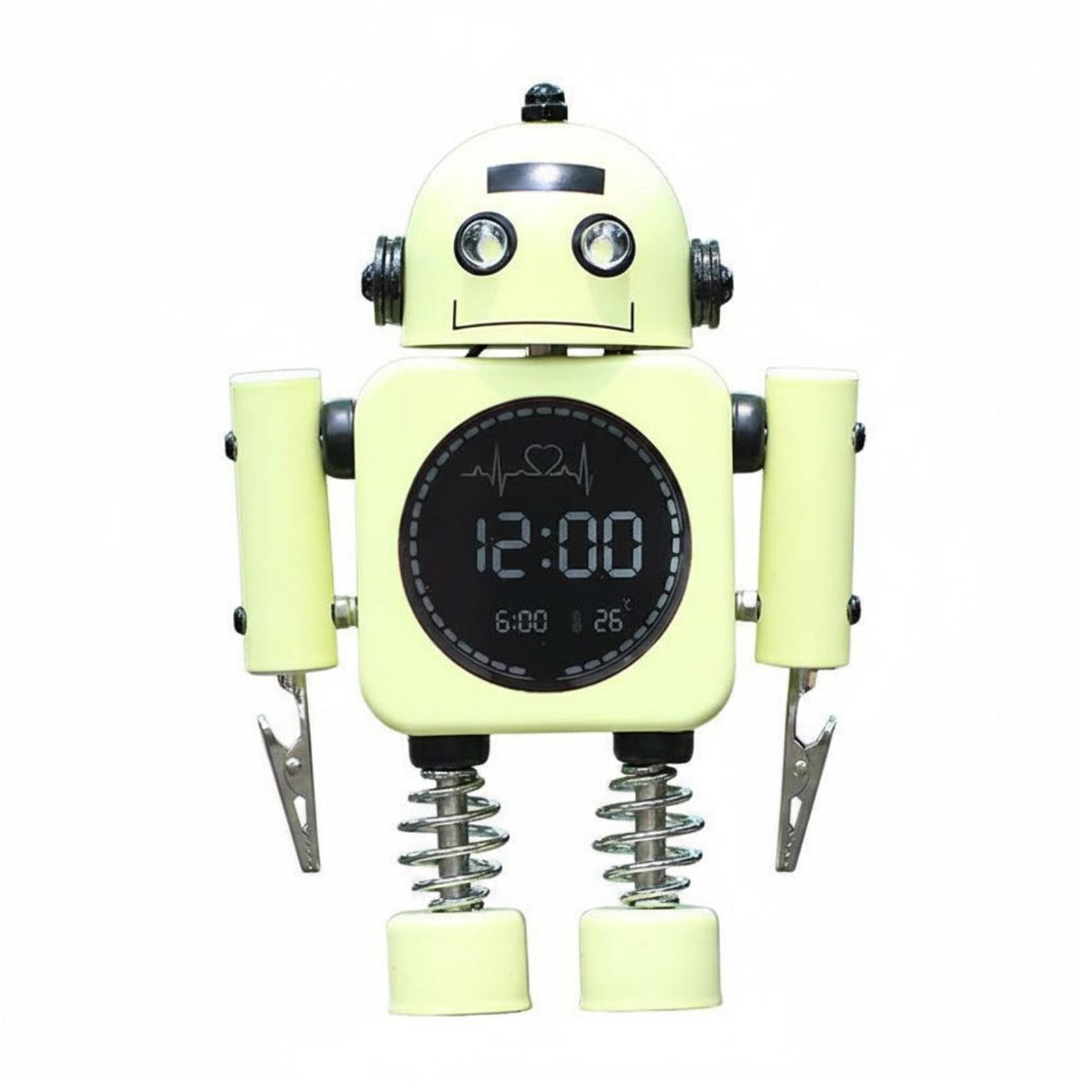 Mechanical Timepiece Alarm Clock Night Light Metal Robot Clock Home Decor for Students, Kids, Bedroom