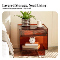 Clear Side Cabinet Light Luxury Bedside Table Transparent Design for Guest Room