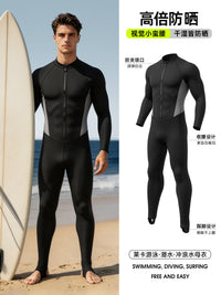 莱卡连体泳衣冲浪防晒服男长袖长裤踩脚游泳浮潜水母衣速干冲浪服