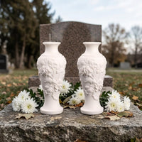 Carved Vase White Floral Relief Vase Tapered