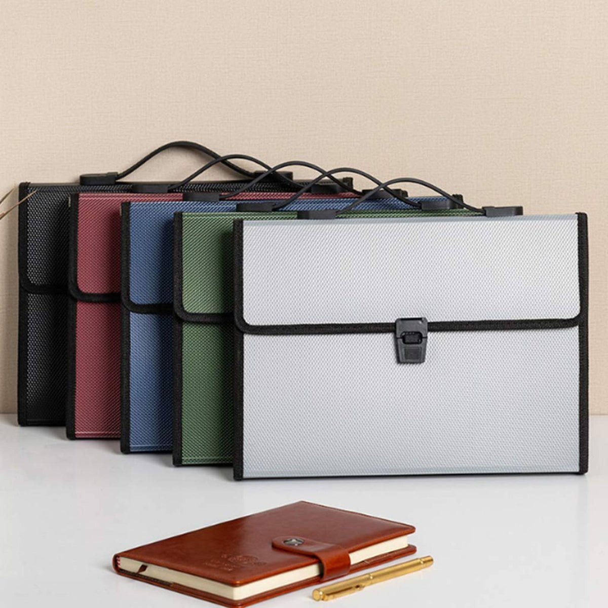 Large Capacity 13 Pocket Accordion File Folder Snap Closure 13 Pocket File Folder Expandable for Students, School