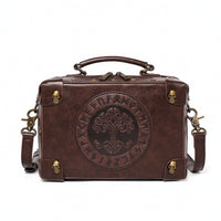 Satchel Bag with Top Handle Retro-Industrial Top Handle Handbag Structured Handbag with Shoulder Strap for Festivals, Cosplay, Streetwear